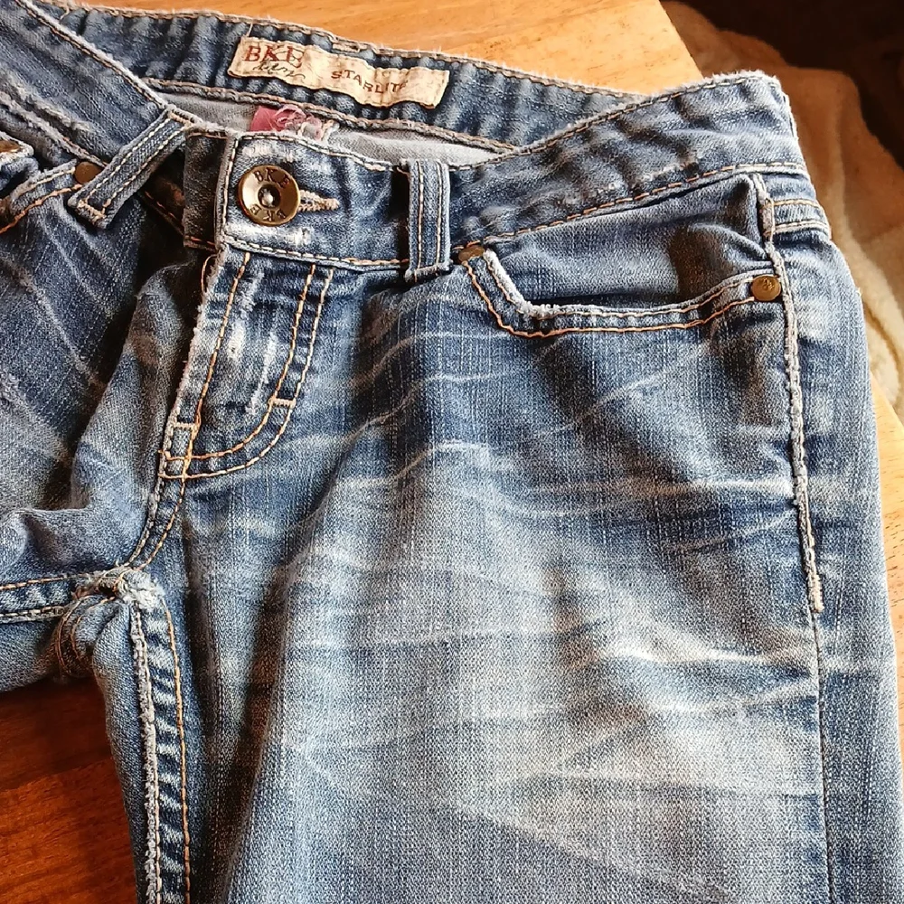 BKE Denim Starlite Blue Flare & Wide Leg Jeans with Distressed Details - Picture 5 of 15